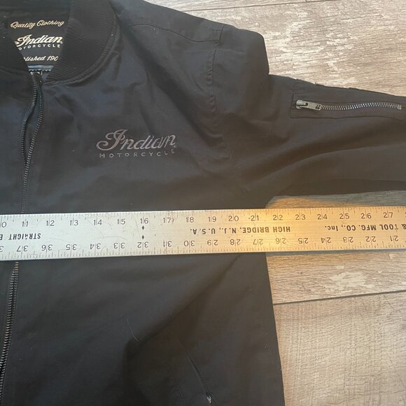 Vintage 90s Indian Motorcycle Coat Jacket Black Medium MA-1 Style - Picture 6 of 10